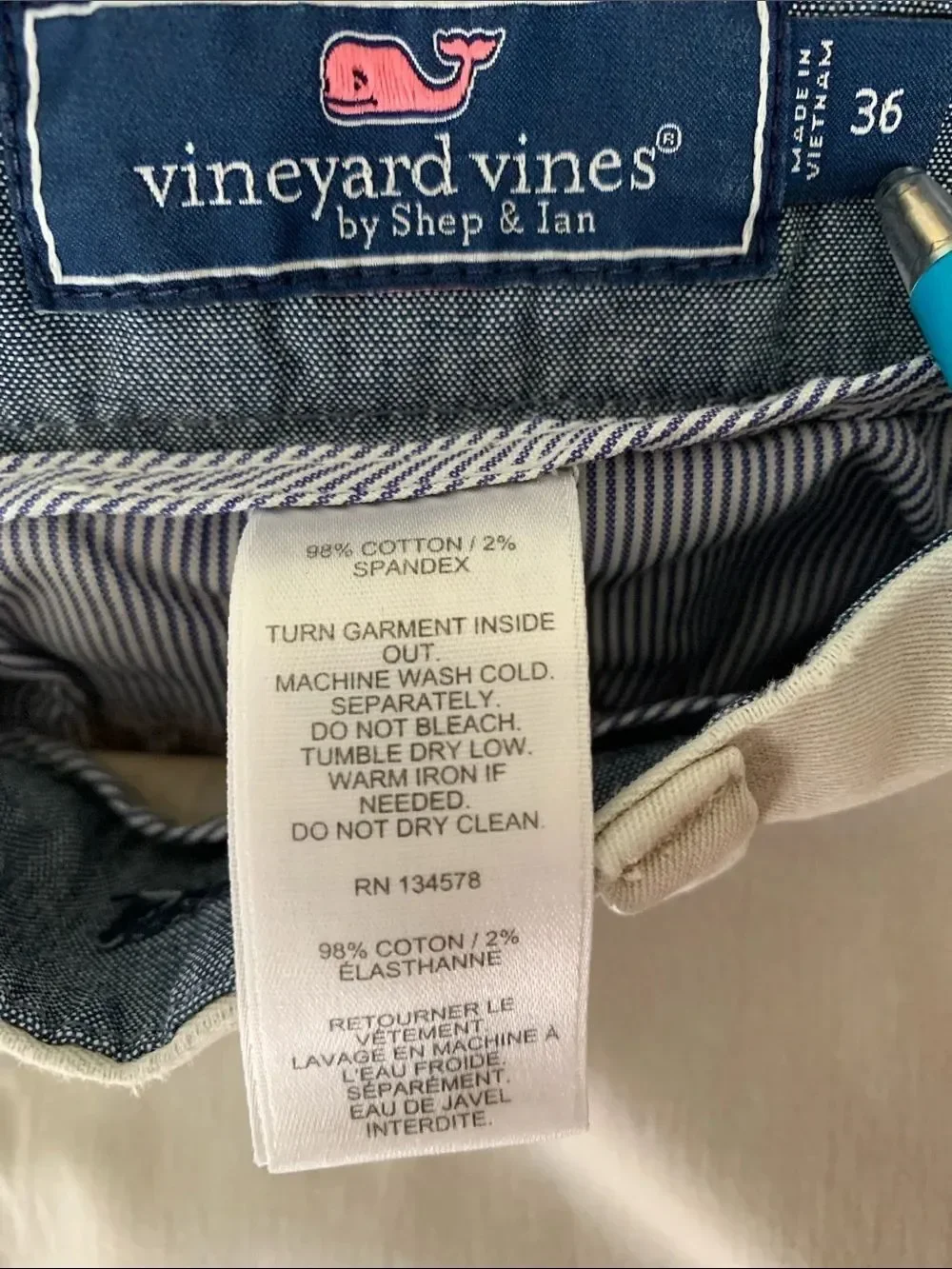 Vineyard Vines Men Chino Stretch Light Gray Shorts Size 36